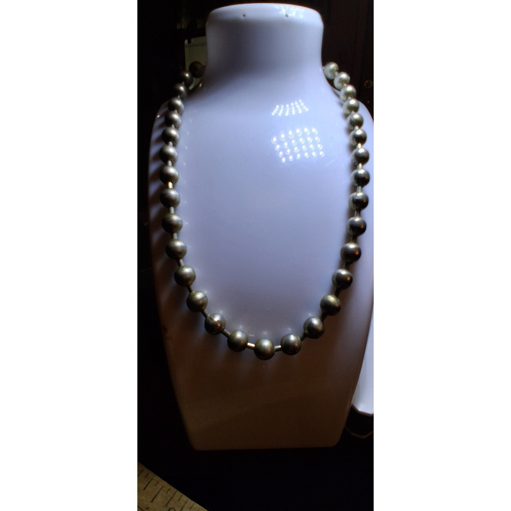 Vintage Navajo Sterling Silver Ball Bead Necklace Native American Craftsmanship